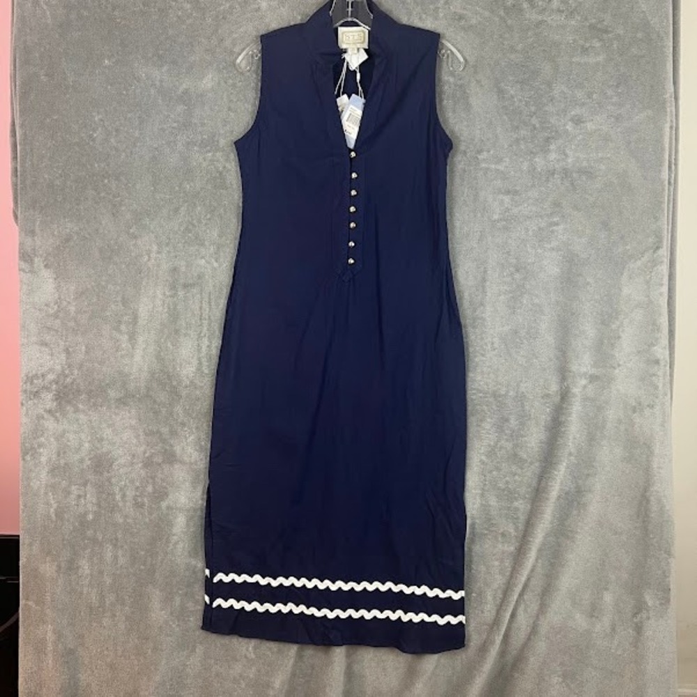 NWT Sail to Sable Sleeveless Button Midi Tunic Dress Womens XS Linen Nautical